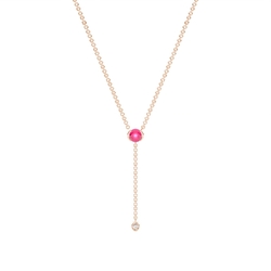 Round Ruby Delicate Chain Lariate Necklace