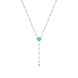 Round Emerald Delicate Chain Lariate Necklace