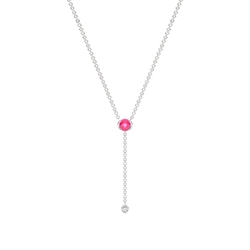 Round Ruby Delicate Chain Lariate Necklace