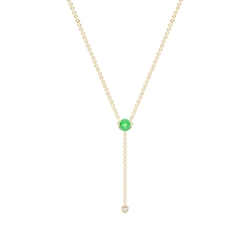 Round Emerald Delicate Chain Lariate Necklace