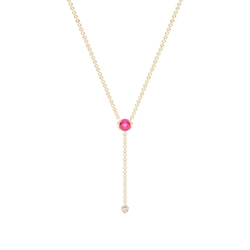 Zarte Lariat-Halskette mit rundem Rubin