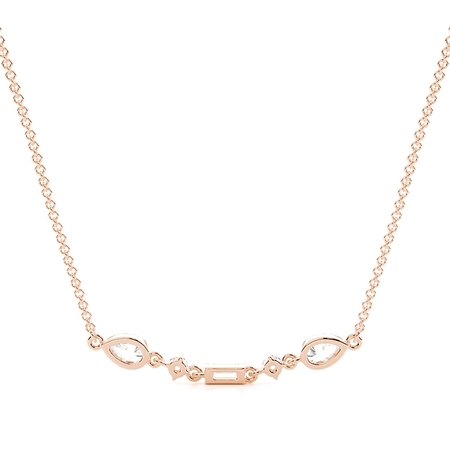 Linearer Anhänger mit Diamanten in verschiedenen Schliffformen