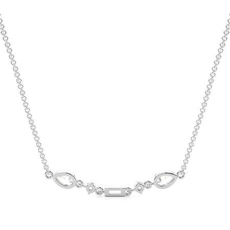 Linearer Anhänger mit Diamanten in verschiedenen Schliffformen