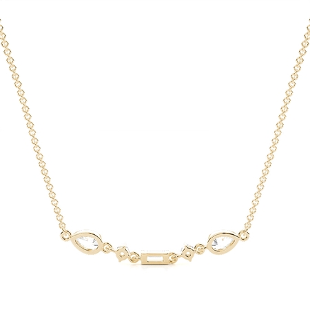 Linearer Anhänger mit Diamanten in verschiedenen Schliffformen