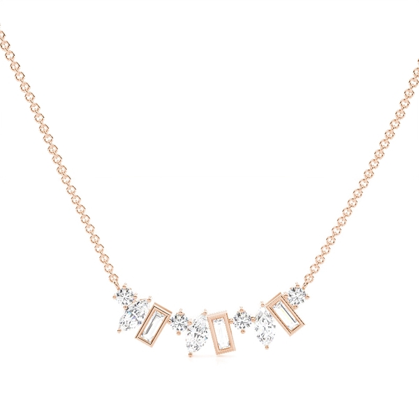 Multi Shaped Diamond Arched Cluster Necklace