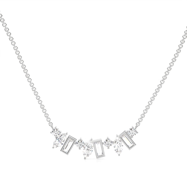 Multi Shaped Diamond Arched Cluster Necklace