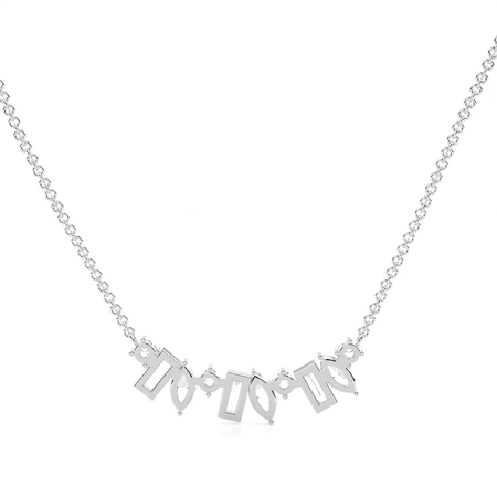 Halskette mit Diamanten in verschiedenen Schliffformen und gewölbtem Cluster-Design