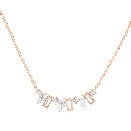 Multi Shaped Diamond Arched Cluster Necklace