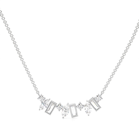 Multi Shaped Diamond Arched Cluster Necklace