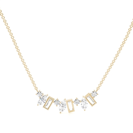 Multi Shaped Diamond Arched Cluster Necklace