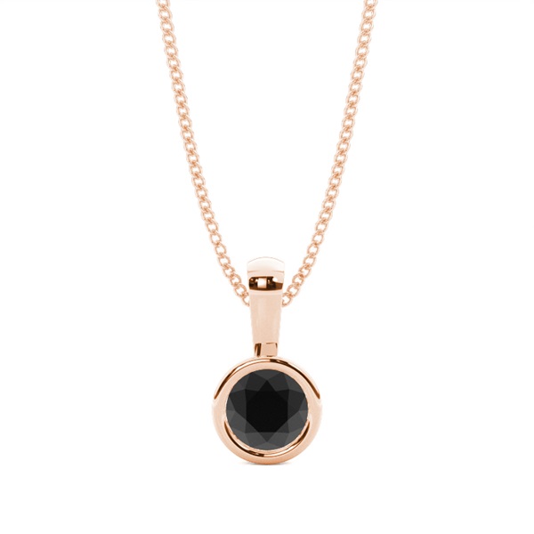 Full Bezel Setting Black Diamond Solitaire Pendant