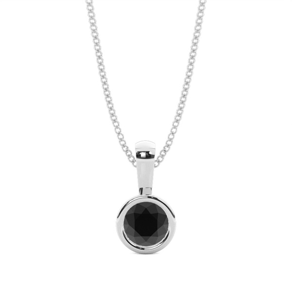 Full Bezel Setting Black Diamond Solitaire Pendant
