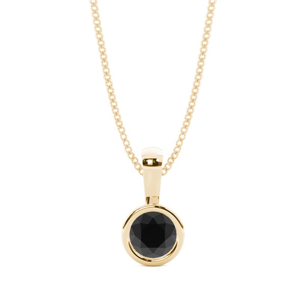 Full Bezel Setting Black Diamond Solitaire Pendant
