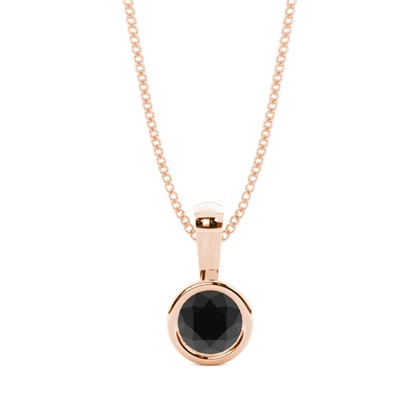Full Bezel Setting Black Diamond Solitaire Pendant