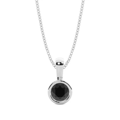 Full Bezel Setting Black Diamond Solitaire Pendant