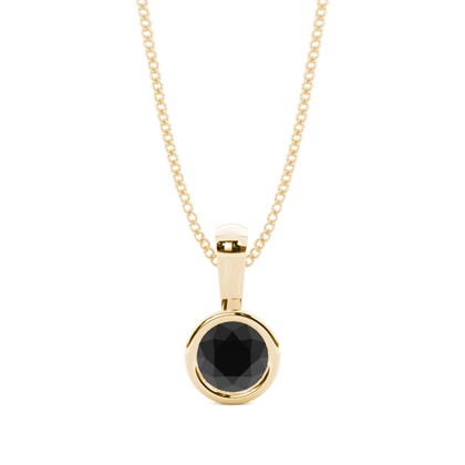 Full Bezel Setting Black Diamond Solitaire Pendant