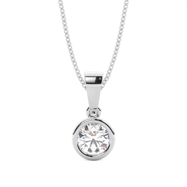 Full Bezel Setting Round Diamond Solitaire Pendant