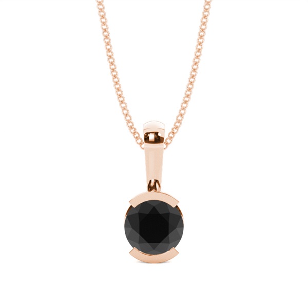 Semi Bezel Setting Black Diamond Solitaire Pendant