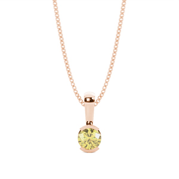 Semi Bezel Yellow Diamond Solitaire Pendant