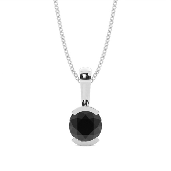 Semi Bezel Setting Black Diamond Solitaire Pendant