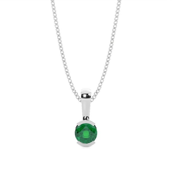 Semi Bezel Emerald Solitaire Pendant
