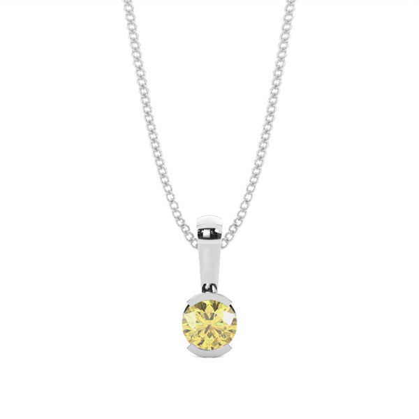 Semi Bezel Yellow Diamond Solitaire Pendant