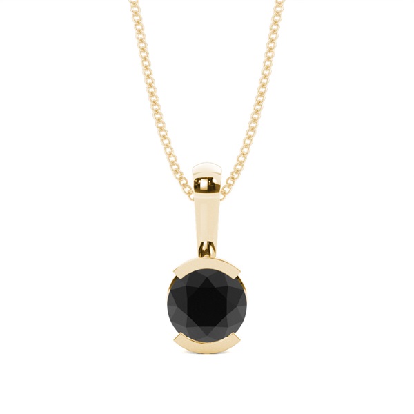 Semi Bezel Setting Black Diamond Solitaire Pendant
