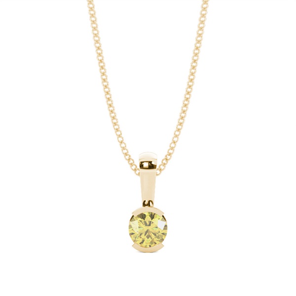 Semi Bezel Yellow Diamond Solitaire Pendant