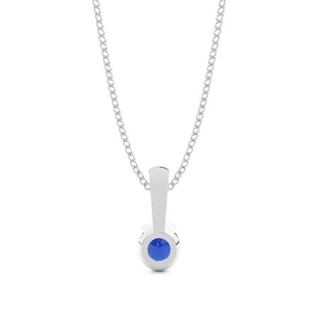 Semi Lünette Blue Sapphire Solitaire Anhänger