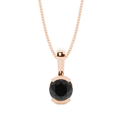 Semi Bezel Setting Black Diamond Solitaire Pendant