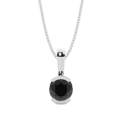 Semi Bezel Setting Black Diamond Solitaire Pendant