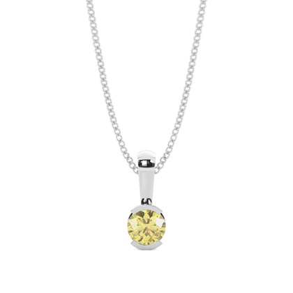 Semi Bezel Yellow Diamond Solitaire Pendant