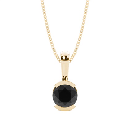 Semi Bezel Setting Black Diamond Solitaire Pendant
