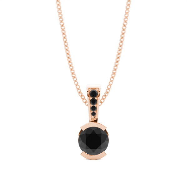 Semi Bezel Setting Solitaire Black Diamond Pendant