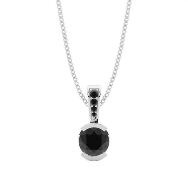 Semi Bezel Setting Solitaire Black Diamond Pendant