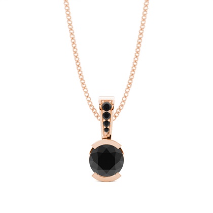 Semi Bezel Setting Solitaire Black Diamond Pendant