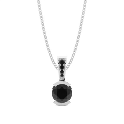 Semi Bezel Setting Solitaire Black Diamond Pendant