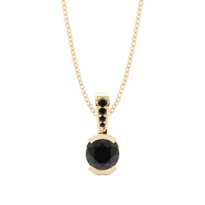 Semi Bezel Setting Solitaire Black Diamond Pendant