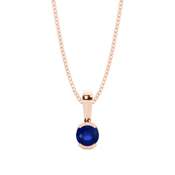 Semi Bezel Blue Sapphire Solitaire Pendant