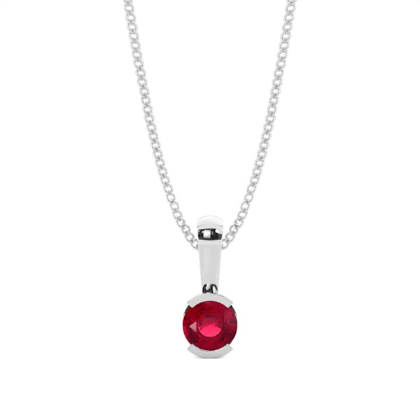 Semi Bezel Ruby Solitaire Pendant