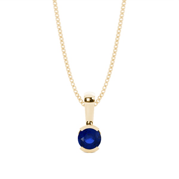 Semi Bezel Blue Sapphire Solitaire Pendant