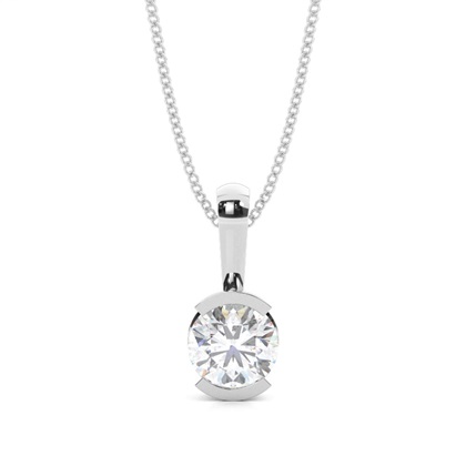 Semi Bezel Setting Moissanite Solitaire Pendant