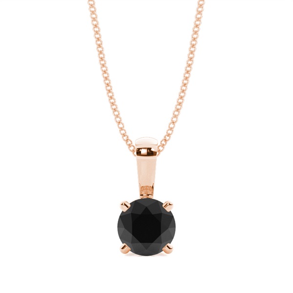 4 Prong Setting Black Diamond Solitaire Pendant