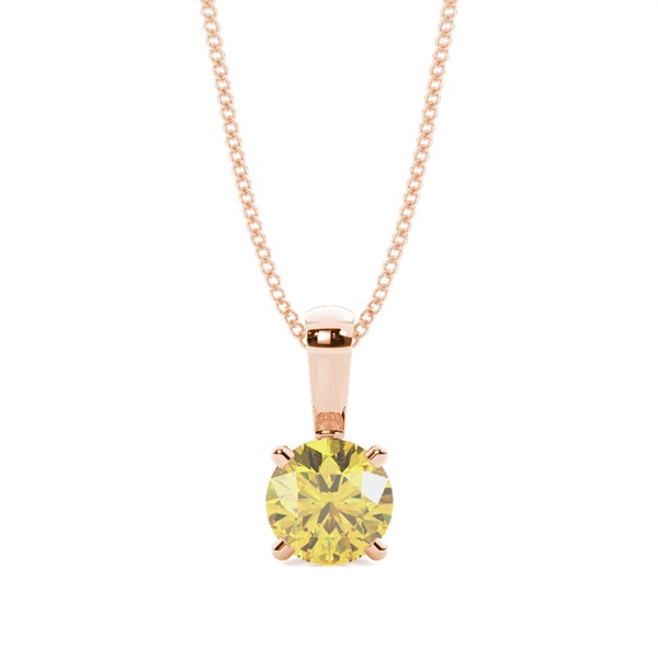 4 Prong Yellow Diamond Solitaire Pendant
