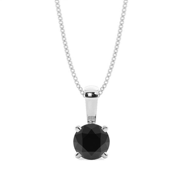 4 Prong Setting Black Diamond Solitaire Pendant