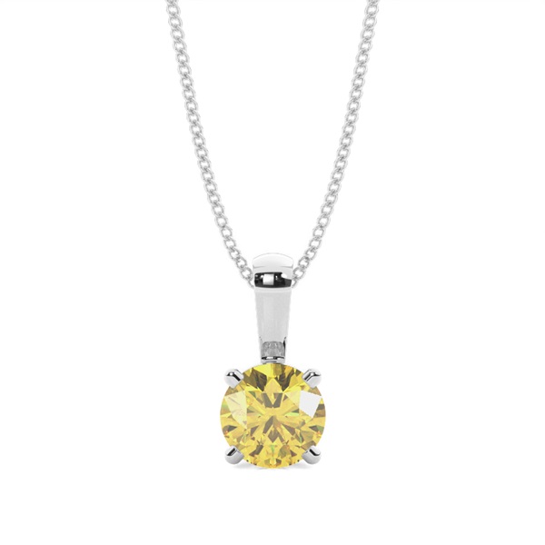 4 Prong Yellow Diamond Solitaire Pendant