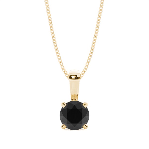 4 Prong Setting Black Diamond Solitaire Pendant
