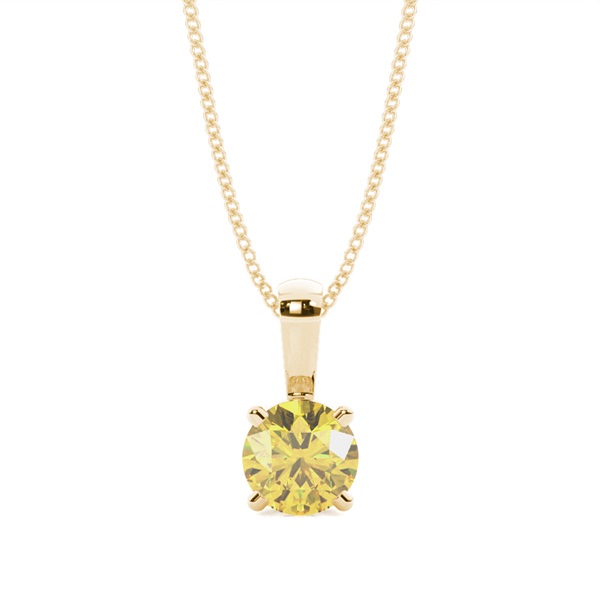 4 Prong Yellow Diamond Solitaire Pendant