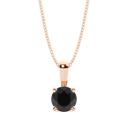 4 Prong Setting Black Diamond Solitaire Pendant