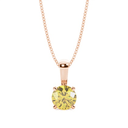 4 Prong Yellow Diamond Solitaire Pendant